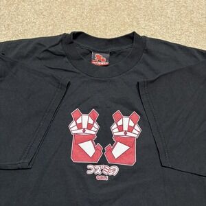 Vtg Cosmic Girls Shirt Large Black Panda Graphic USA 90s Cosmic Debris Goth Alt